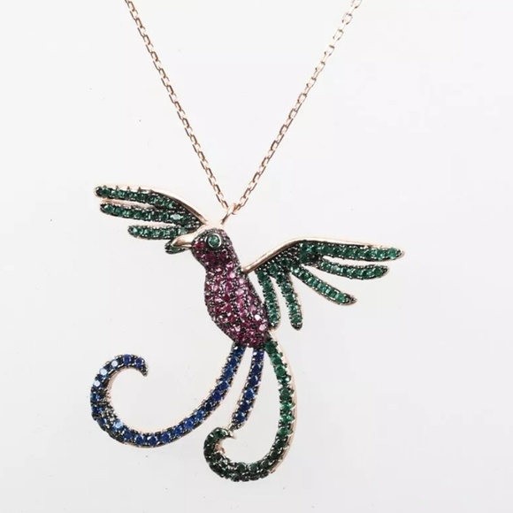 Avelon's Designs Jewelry - Colorful emeralds & rubies bird necklace